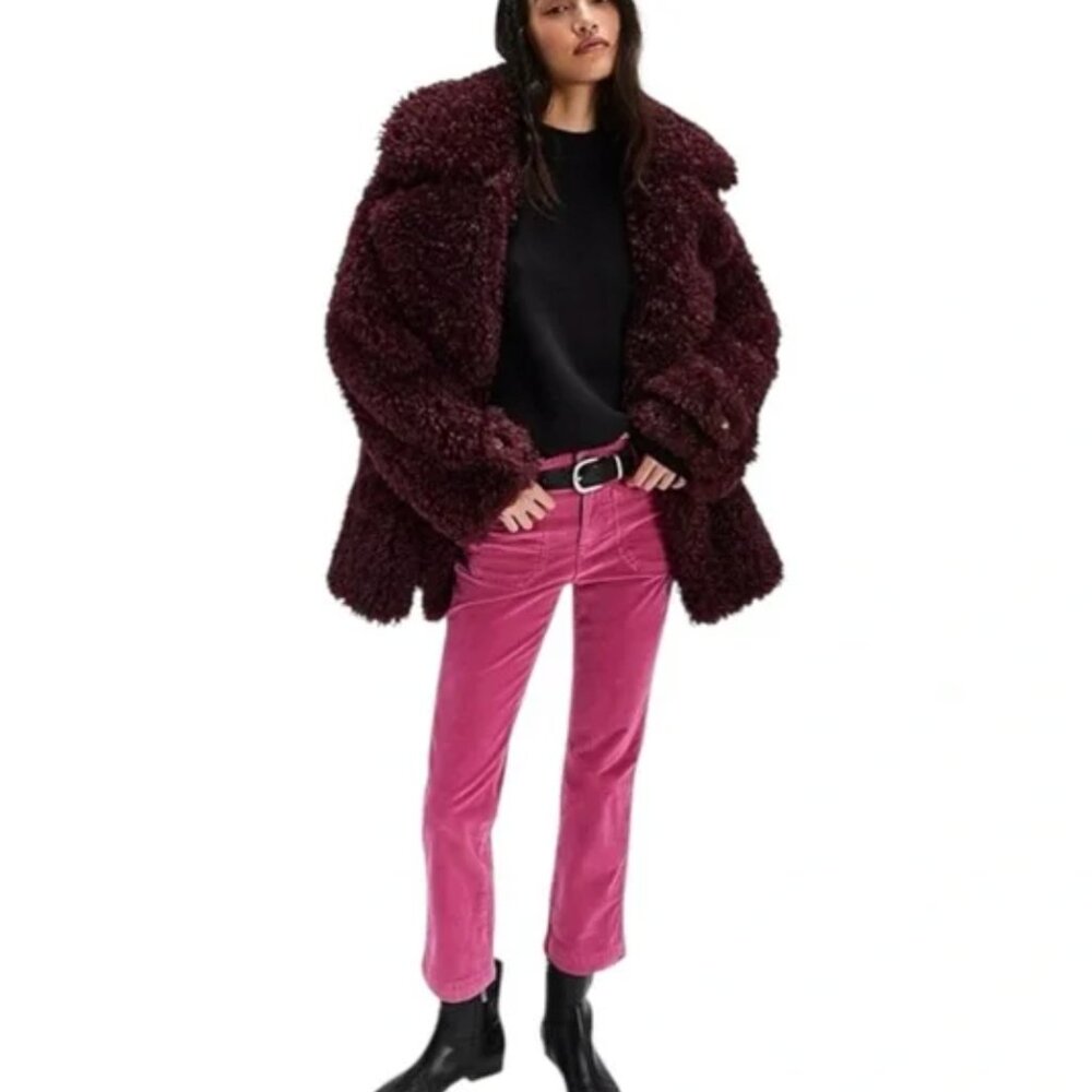 NWOT Free People High Time Velvet Kick Flare Pants In Very Berry SZ-0 - Picture 3 of 9